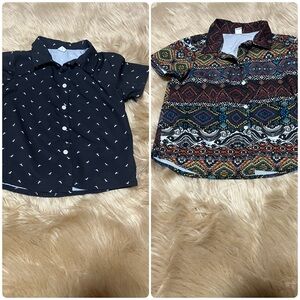SHEIN Kids Button Down Shirts - Navy and Multicolor 6y